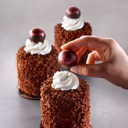 op. 48 szt. Metaliczne kulki - 78430 Modecor - trójwymiarowa dekoracja z ciemnej czekolady - śr. 35 mm