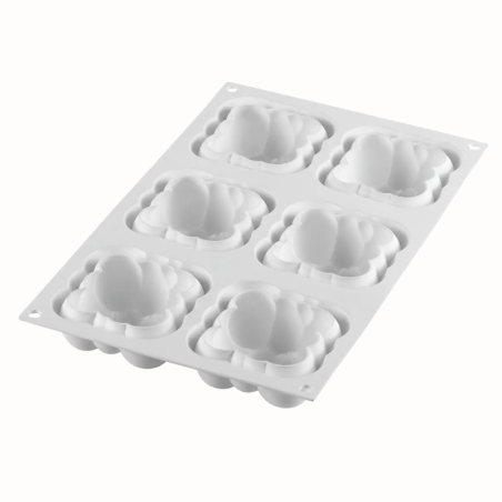 Cloud 120 Silikomart - forma silikonowa do monoporcji - chmurka - dł. 71 x szer. 71 x wys. 34 mm / poj. 120 ml x 6 porcji