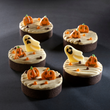 op. 72 szt. Czekoladowe dynie na Halloween - 92165 Modecor - dekoracje na bazie białej czekolady - dł. 25-30 mm