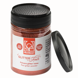 op. 40 g Rossa Glitter Touch - 23359 Modecor - czerwony brokat do kreatywnych dekoracji spożywczych