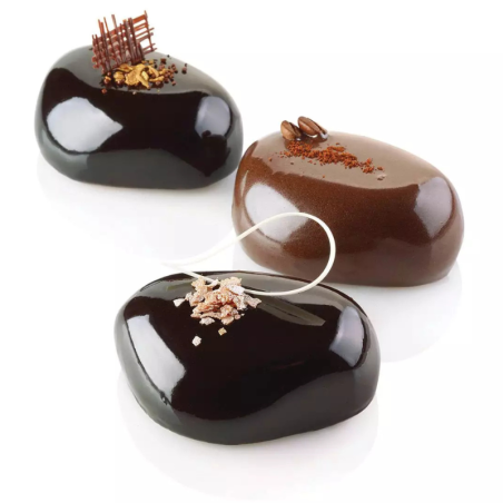 Zen 100 Silikomart - zestaw forma silikonowa z wykrojnikiem - kamienie - dł. 87 x szer. 63 x wys. 36 mm / poj. 100 ml x 6 porcji