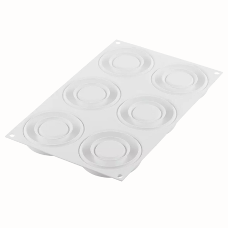 Promise 65 Silikomart - zestaw forma silikonowa z wykrojnikiem - okrąg - śr. 85 x wys. 20 mm / poj. 65 ml x 6 porcji