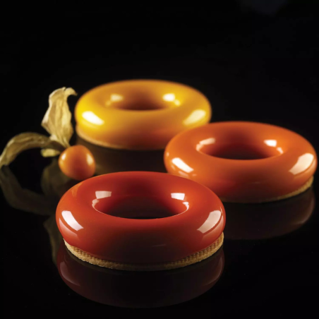 Promise 65 Silikomart - zestaw forma silikonowa z wykrojnikiem - okrąg - śr. 85 x wys. 20 mm / poj. 65 ml x 6 porcji