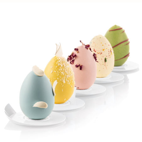 MUL3D EGG Silikomart - zestaw do trójwymiarowych monoporcji i deserów - jajko - śr. 50 x wys. 73 mm / poj. 100 ml x 5 porcji