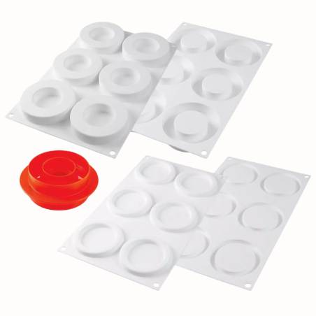 Kit The Ring 65 Silikomart - zestaw form silikonowych z wykrojnikiem - do monoporcji o kształcie okręgów