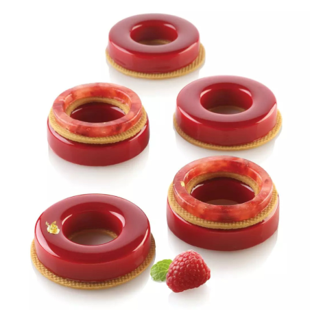 Kit Loop 32 Silikomart - zestaw form silikonowych z wykrojnikiem - do monoporcji o kształcie okręgów