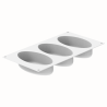Ellipse 335 Silikomart - cukiernicza forma silikonowa - elipsa - dł. 148 x szer. 76 x wys. 40 mm / poj. 335 ml x 3 porcje