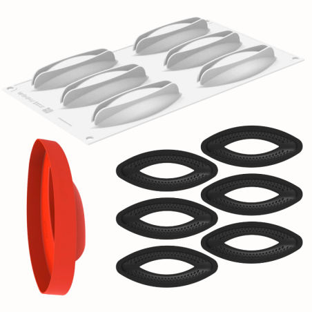 Kit 3D Tarte Ring Cabossa Silikomart - zestaw form do trójwymiarowych tartaletek w kształcie owocu Cabossa