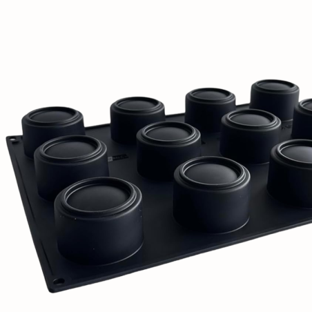 PX4393 Cylindra Pavoni Italia - cukiernicza forma silikonowa - cylindry z rantem - śr. 65 x wys. 45 mm / poj. 130 ml x 12 porcji