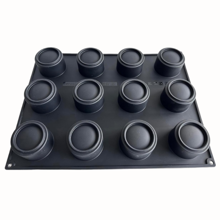 PX4393 Cylindra Pavoni Italia - cukiernicza forma silikonowa - cylindry z rantem - śr. 65 x wys. 45 mm / poj. 130 ml x 12 porcji