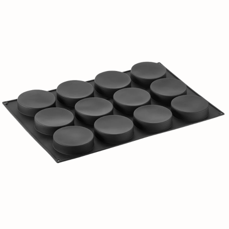 PX077 Pavoni - cukiernicza forma silikonowa - cylindry - śr. 120 x wys. 30 mm / poj. 340 ml x 12 porcji