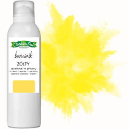 op. 150 ml Żółty barwnik spożywczy w sprayu - DekorPol - do dekoracji powierzchni wyrobów cukierniczych