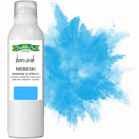 op. 150 ml Niebieski barwnik spożywczy w sprayu - DekorPol - do dekoracji powierzchni wyrobów cukierniczych