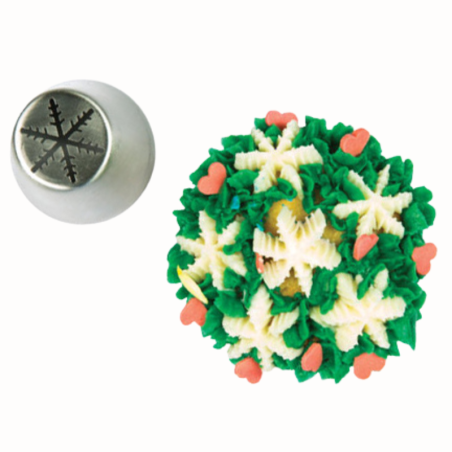 1 szt. Tylka Rosyjska Płatki Śniegu - Silikomart - stalowa końcówka do dekorowania kremem - śr. 25 mm