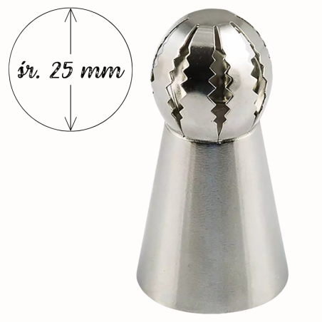 1 szt. Tylka cukiernicza - Ball Tube Irregular Silikomart - stalowa końcówka do dekorowania - śr. 25 mm