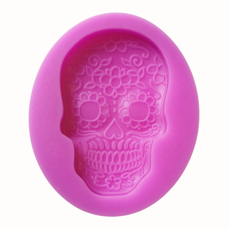1 szt. Meksykańska Czaszka - foremka silikonowa do odciskania i odlewania dekoracji - dł. 7.5 x szer. 6 cm
