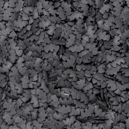 op. 250 g Czarne konfetti cukrowe - nietoperze - posypka dekoracyjna na Halloween - dł. 12 mm