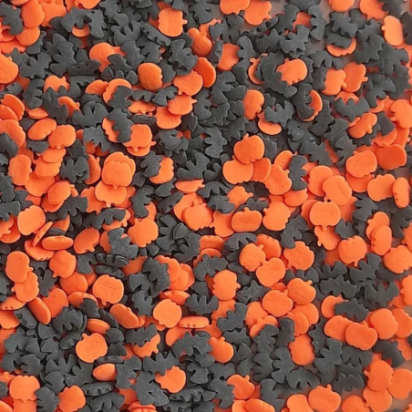 op. 250 g Konfetti cukrowe straszydła - dynia i nietoperz - posypka dekoracyjna na Halloween - dł. 10-12 mm