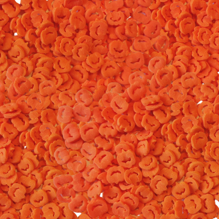 op. 30 g Pomarańczowe konfetti cukrowe - dynie - posypka dekoracyjna na Halloween - dł. 10 mm