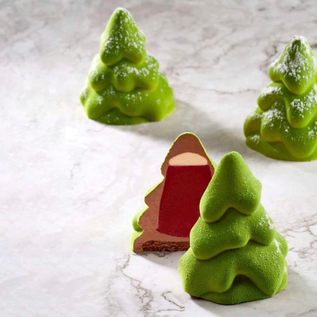 PX4396 Snow Tree Pavoni - choinka - forma silikonowa do świątecznych deserów - śr. 65 x wys. 75 mm / poj. 100 ml x 20 porcji