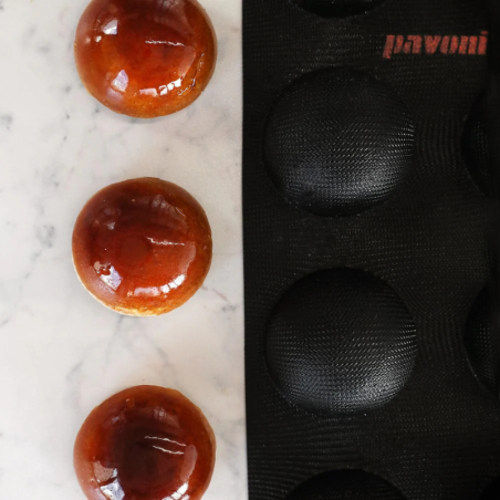 FB07 Semisfera Fiberform Pavoni - profesjonalna forma silikonowa - półkula - śr. 70 x wys. 40 mm / poj. 110 ml x 24 porcje