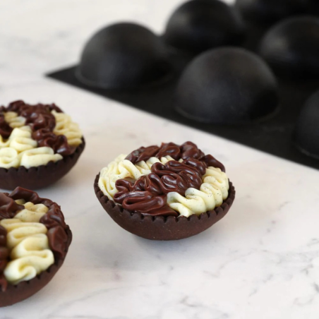 FB07 Semisfera Fiberform Pavoni - profesjonalna forma silikonowa - półkula - śr. 70 x wys. 40 mm / poj. 110 ml x 24 porcje