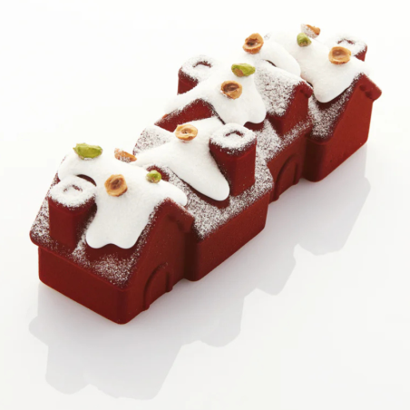 KE078 Chalet Pavoni Italia - forma silikonowa do ciast i deserów - domki - dł. 250 x szer. 83 x wys. 90 mm / poj. 1230 ml