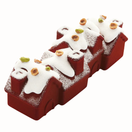 KE078 Chalet Pavoni Italia - forma silikonowa do ciast i deserów - domki - dł. 250 x szer. 83 x wys. 90 mm / poj. 1230 ml