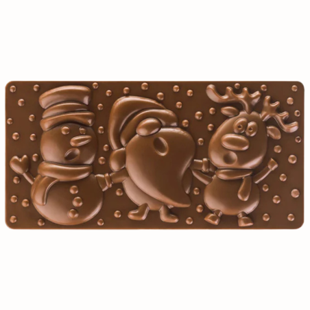 PC5039 Xmas Friends Pavoni Italia - forma do świątecznych tabliczek czekolady - dł. 154 x szer. 77 x wys. 13 mm / poj. 100 g