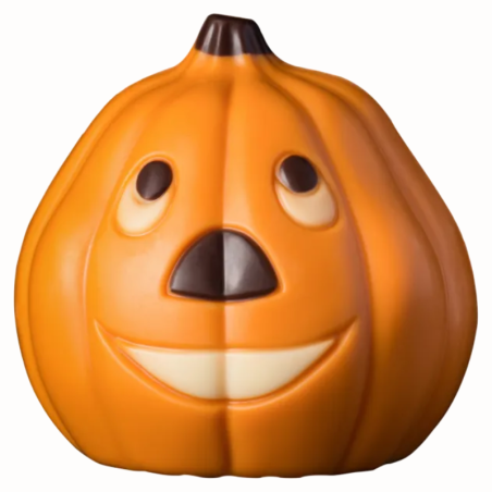 op. 50 g - Pomarańczowa Dynia - dekoracyjna figurka czekoladowa na Halloween - prezent w folii celofanowej