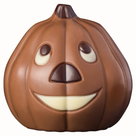 op. 50 g - Uśmiechnięta Dynia - dekoracyjna figurka czekoladowa na Halloween - prezent w folii celofanowej