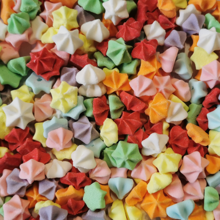 op. 350 g Posypka kolorowe gwiazdki - mini beziki do dekoracji cukierniczych - śr. 12 mm