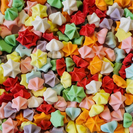 op. 350 g Posypka kolorowe gwiazdki - mini beziki do dekoracji cukierniczych - śr. 12 mm