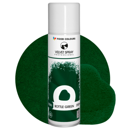 op. 250 ml Ciemnozielony zamsz spożywczy w sprayu - barwnik strukturalny - Bottle Green V26b Food Colours
