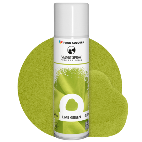 op. 250 ml Limonkowy zamsz spożywczy w sprayu - barwnik strukturalny - Lime Green V26b Food Colours