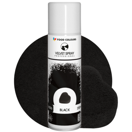 op. 250 ml Czarny zamsz spożywczy w sprayu - barwnik strukturalny -  Black V50b Food Colours