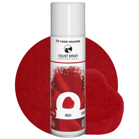 op. 250 ml Czerwony zamsz spożywczy w sprayu - barwnik strukturalny - Red V10b Food Colours