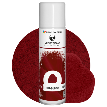 op. 250 ml Bordowy zamsz spożywczy w sprayu - barwnik strukturalny - Burgundy V12b Food Colours