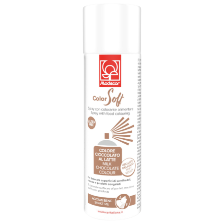 op. 250 ml Jasnobrązowy zamsz spożywczy w sprayu - aksamitny barwnik - ColorSoft Cioccolato al Latte 23363 Modecor