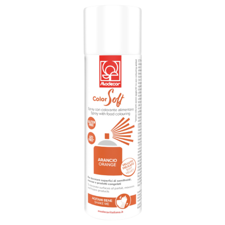 op. 250 ml Pomarańczowy zamsz spożywczy w sprayu - aksamitny barwnik - ColorSoft Arancio 23367 Modecor