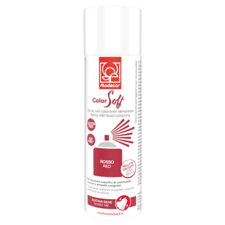 op. 250 ml Czerwony zamsz spożywczy w sprayu - aksamitny barwnik - ColorSoft Rosso 23362 Modecor