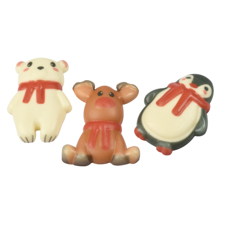 op. 48 szt. Arktyczne zwierzątka - zestaw świątecznych dekoracji na bazie białej czekolady - dł. 50 mm - nr. kat. 92202 Modecor