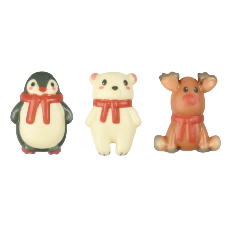 op. 48 szt. Arktyczne zwierzątka - zestaw świątecznych dekoracji na bazie białej czekolady - dł. 50 mm - nr. kat. 92202 Modecor