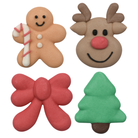 op. 80 szt. Świąteczny zestaw dekoracji cukrowych w czterech wzorach - dł. 35 mm -  nr. kat. 14117 Modecor