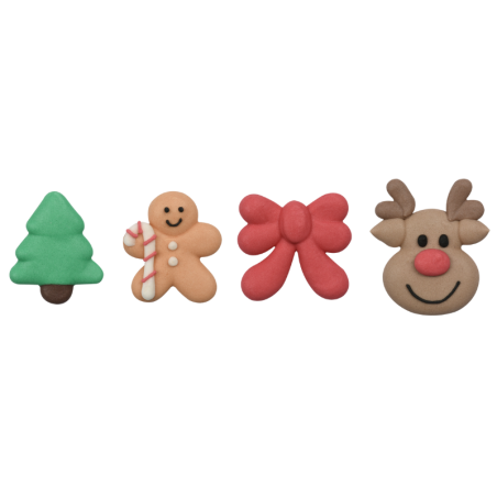 op. 80 szt. Świąteczny zestaw dekoracji cukrowych w czterech wzorach - dł. 35 mm -  nr. kat. 14117 Modecor