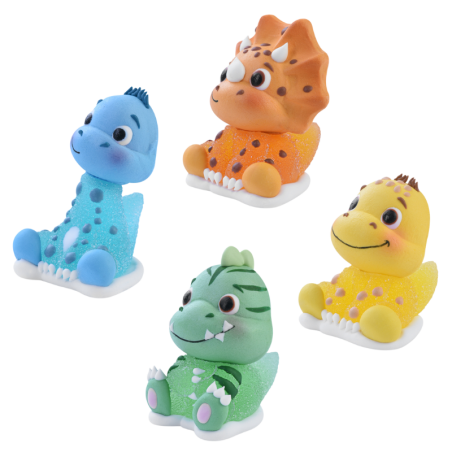 op. 24 szt. Dinozaury - zestaw gotowych figurek cukrowych w czterech wzorach - dł. 65 mm - nr. kat. 20057 Modecor