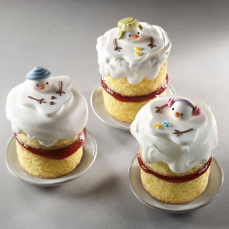 op. 20 szt. Bałwanki na słońcu - zimowy zestaw dekoracji cukrowych w pięciu wzorach - śr. 60 mm - nr. kat. 14074 Modecor