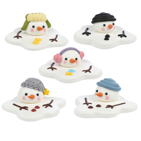 op. 20 szt. Bałwanki na słońcu - zimowy zestaw dekoracji cukrowych w pięciu wzorach - śr. 60 mm - nr. kat. 14074 Modecor