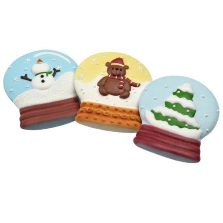 op. 15 szt. Ozdobne kule śnieżne - zimowy zestaw dekoracji cukrowych w trzech wzorach - dł. 90 mm - nr. kat. 14086 Modecor