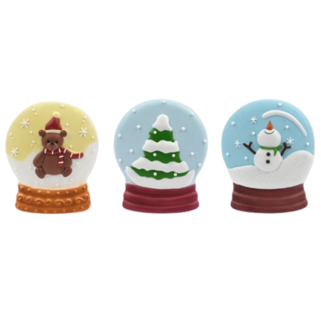 op. 15 szt. Ozdobne kule śnieżne - zimowy zestaw dekoracji cukrowych w trzech wzorach - dł. 90 mm - nr. kat. 14086 Modecor